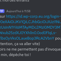 Solicitation sur Discord pour obtenir un lien de connexion